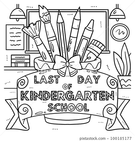 Last day of kindergarten school coloring page