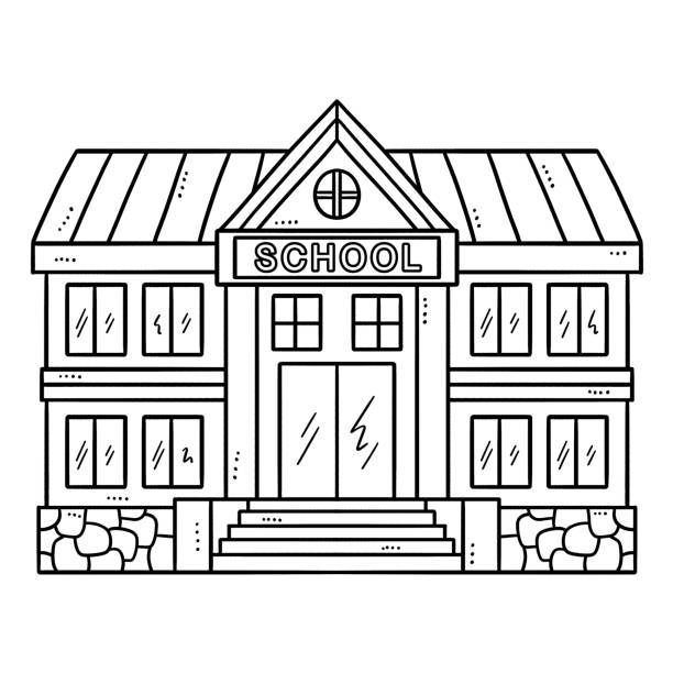 School coloring pages stock illustrations royalty