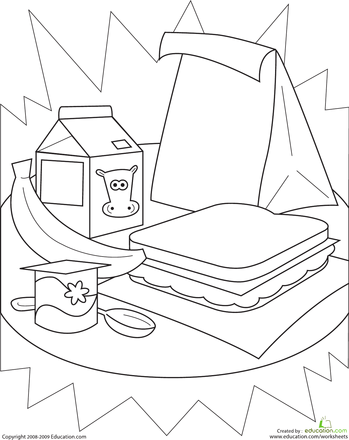 Color the healthy lunch worksheet education healthy lunches for kids food coloring pages cute coloring pages