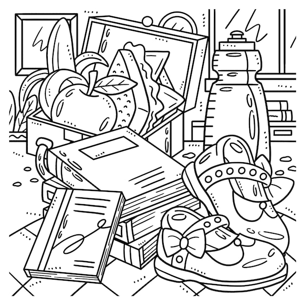 Premium vector lunch box isolated coloring page for kids