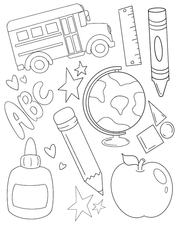 School coloring page printable coloring sheet digital download pdf school coloring sheet pdf coloring page