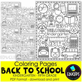 Free back to school grade level coloring pages pdf educlips resources
