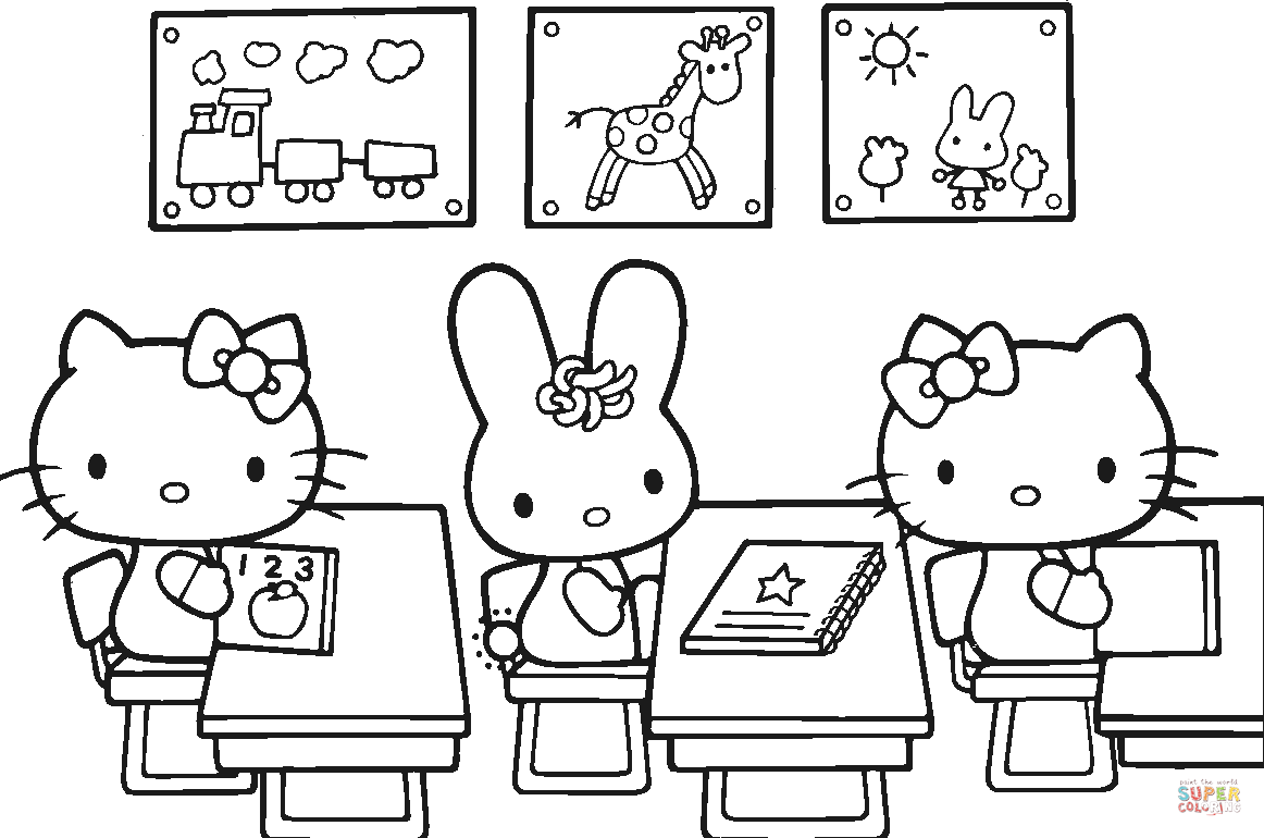 Hello kitty back to school coloring page free printable coloring pages