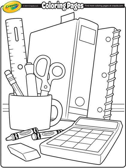 School supplies coloring page