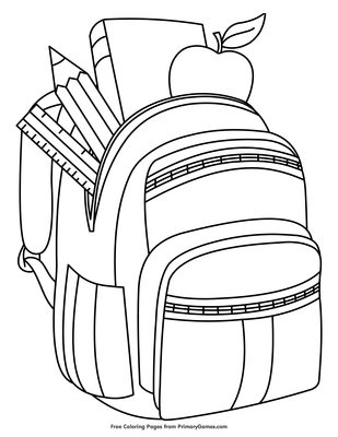 Backpack with school supplies coloring page â free printable pdf from