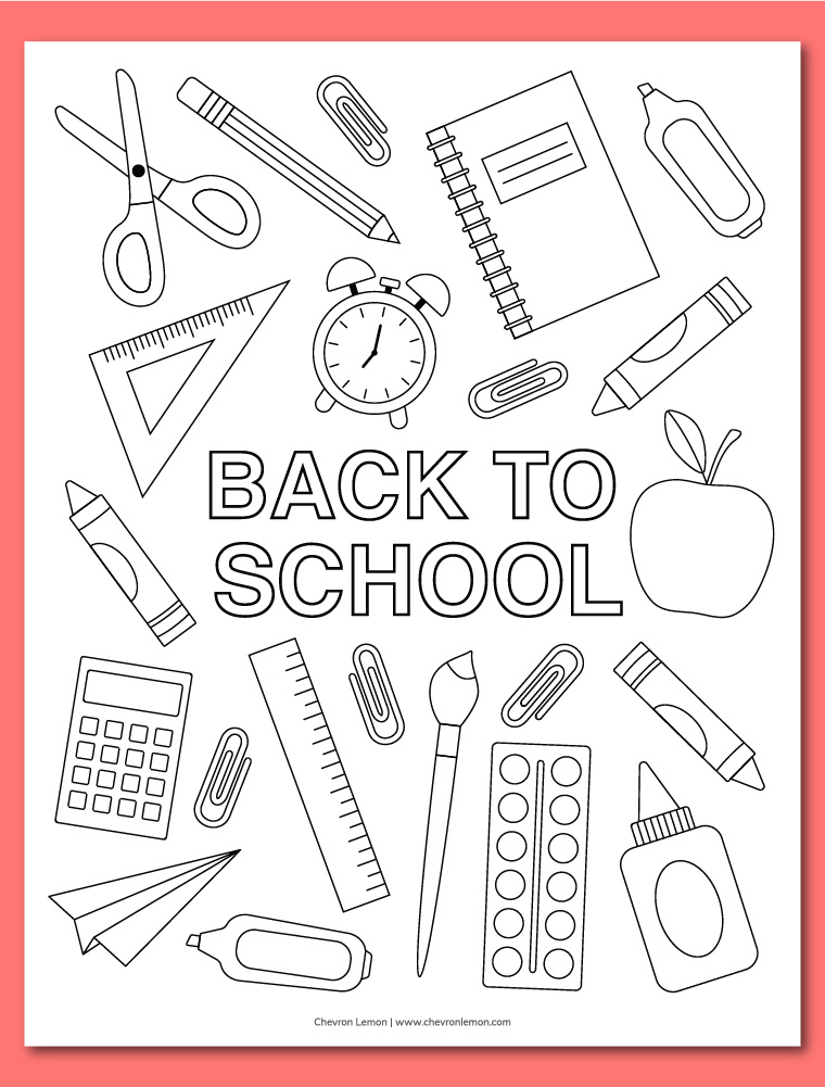 Printable back to school coloring page