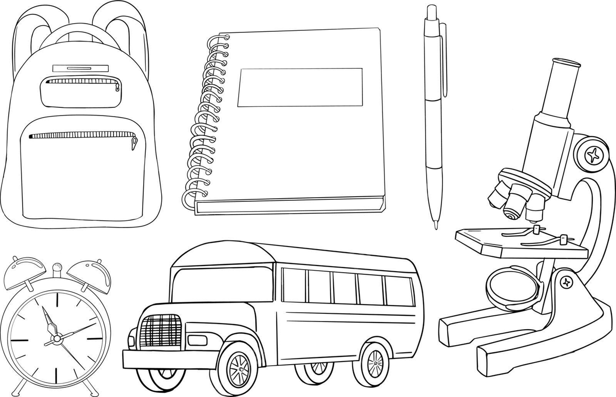 Backtoschool coloring page with supplies isolated graphic template vector isolated graphic template png and vector with transparent background for free download