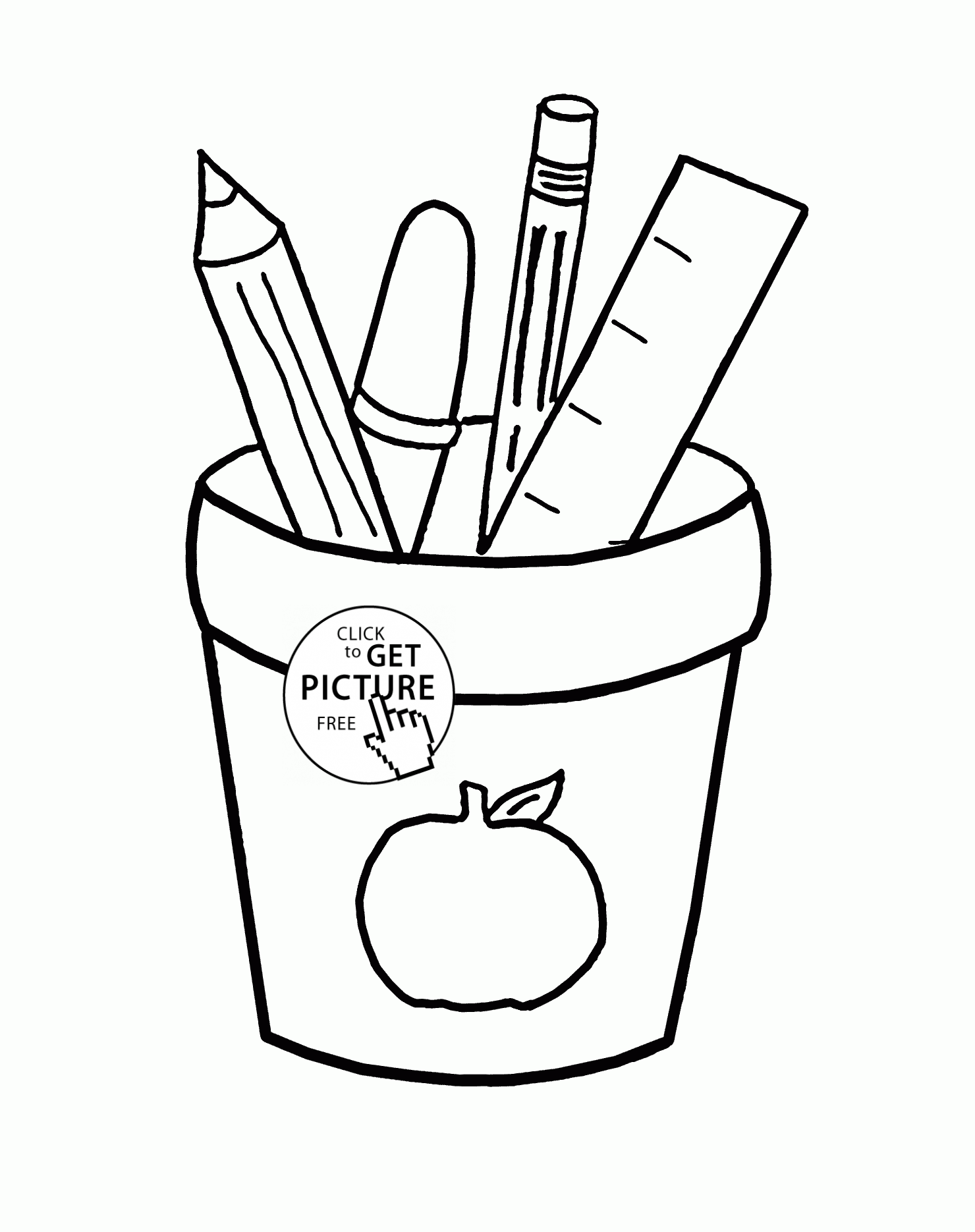 School supplies coloring page for kids school coloring pages printables free