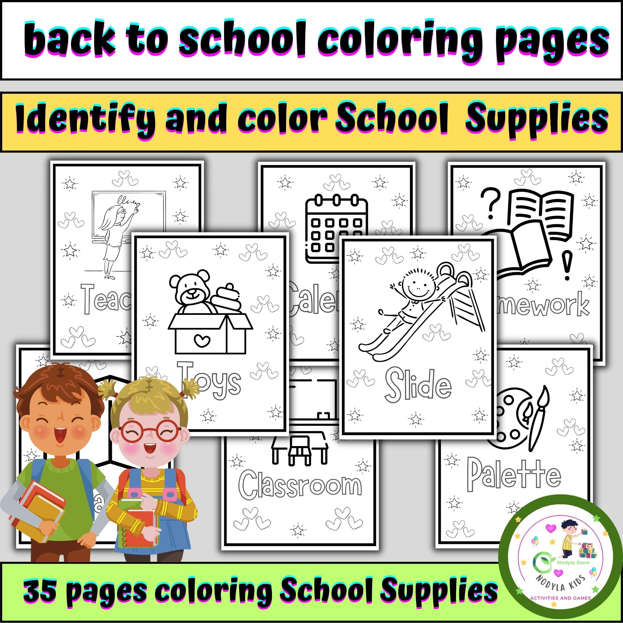 Identify and color school supplies school supplies coloring pages made by teachers