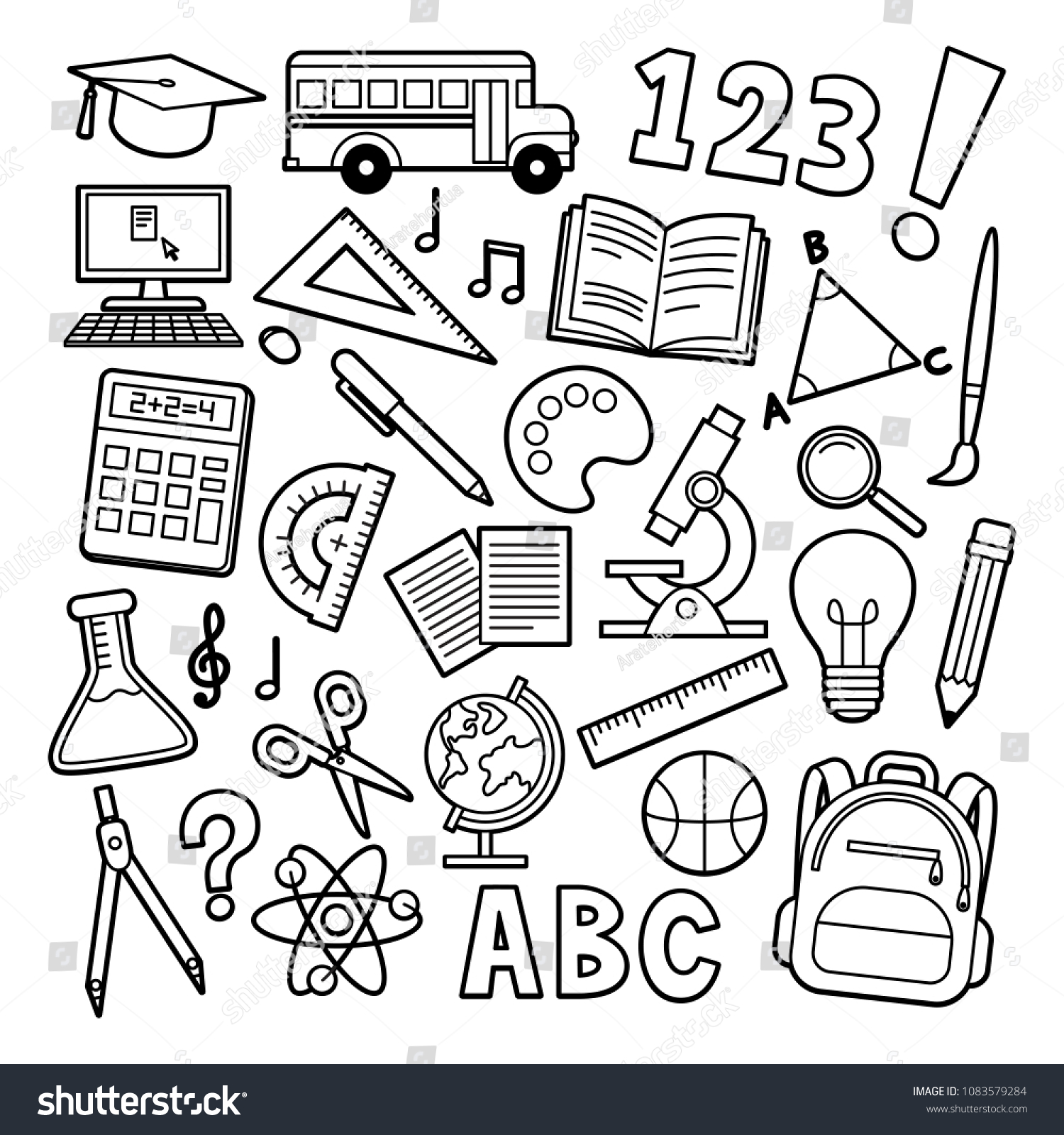 Vectpr set school supplies isolated stock vector royalty free