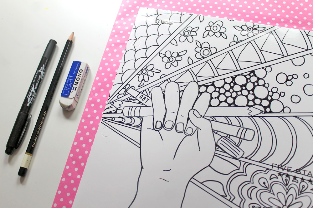 Create your own coloring page back to school supplies