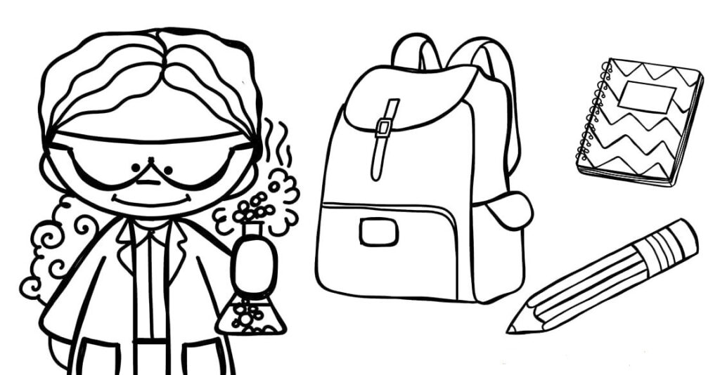 School supplies coloring pages