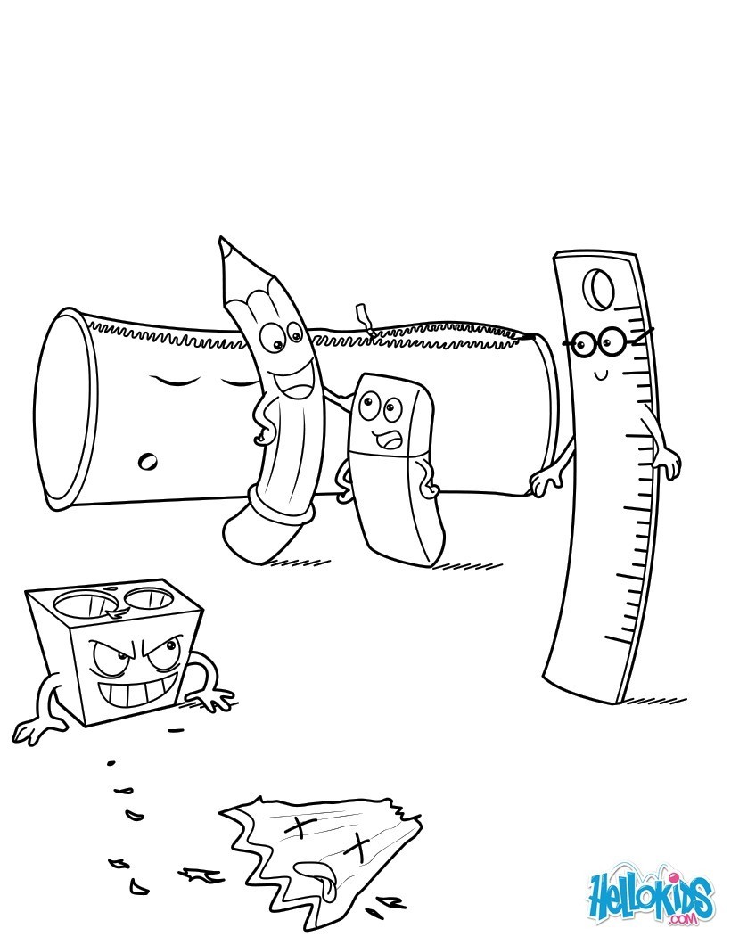 School supplies coloring pages