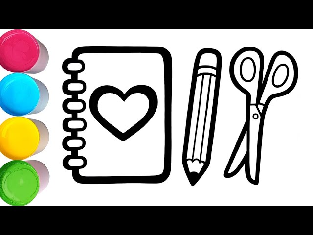 Coloring school supplies painting and drawing for kids and toddlers coloring pages