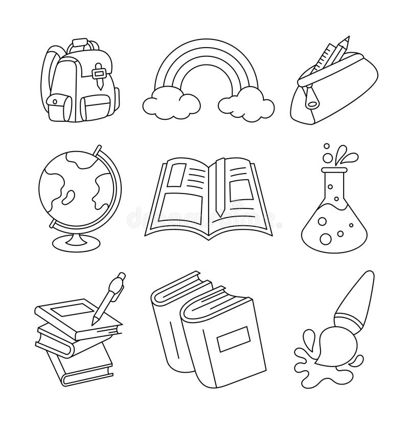 School supplies cartoon coloring stock illustrations â school supplies cartoon coloring stock illustrations vectors clipart