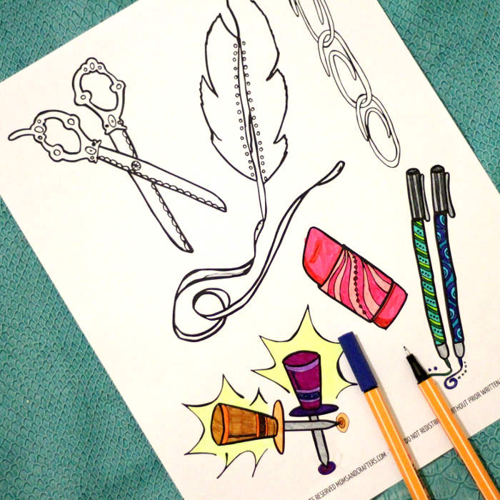 Office supplies coloring page moms and crafters