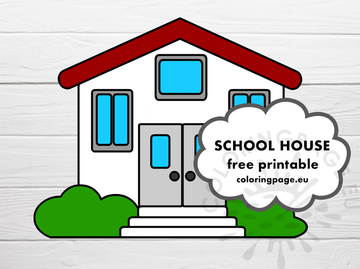 Free printable school house coloring page