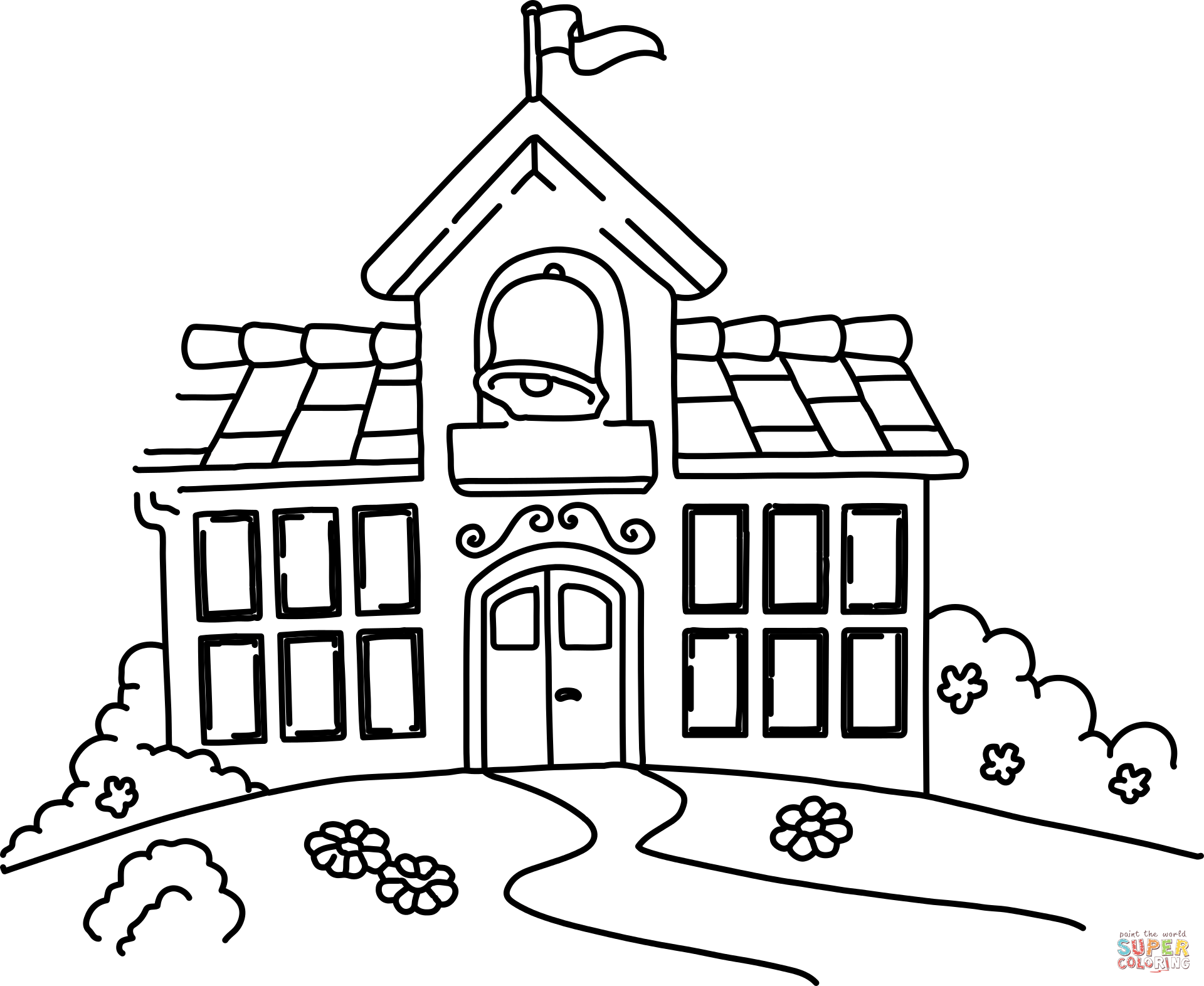 School building coloring page free printable coloring pages