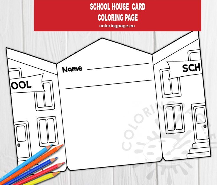 School house card for back to school coloring page