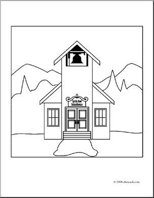 Clip art little red schoolhouse coloring page i