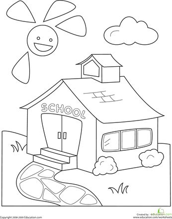 Color the schoolhouse worksheet education school coloring pages coloring pages school colors