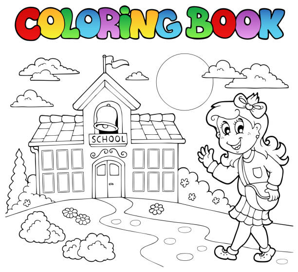 Coloring book school cartoons stock illustration