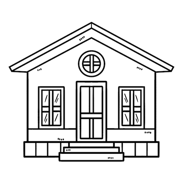 Premium vector house isolated coloring page for kids