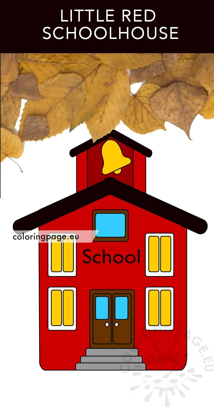 Printable little red schoolhouse coloring page