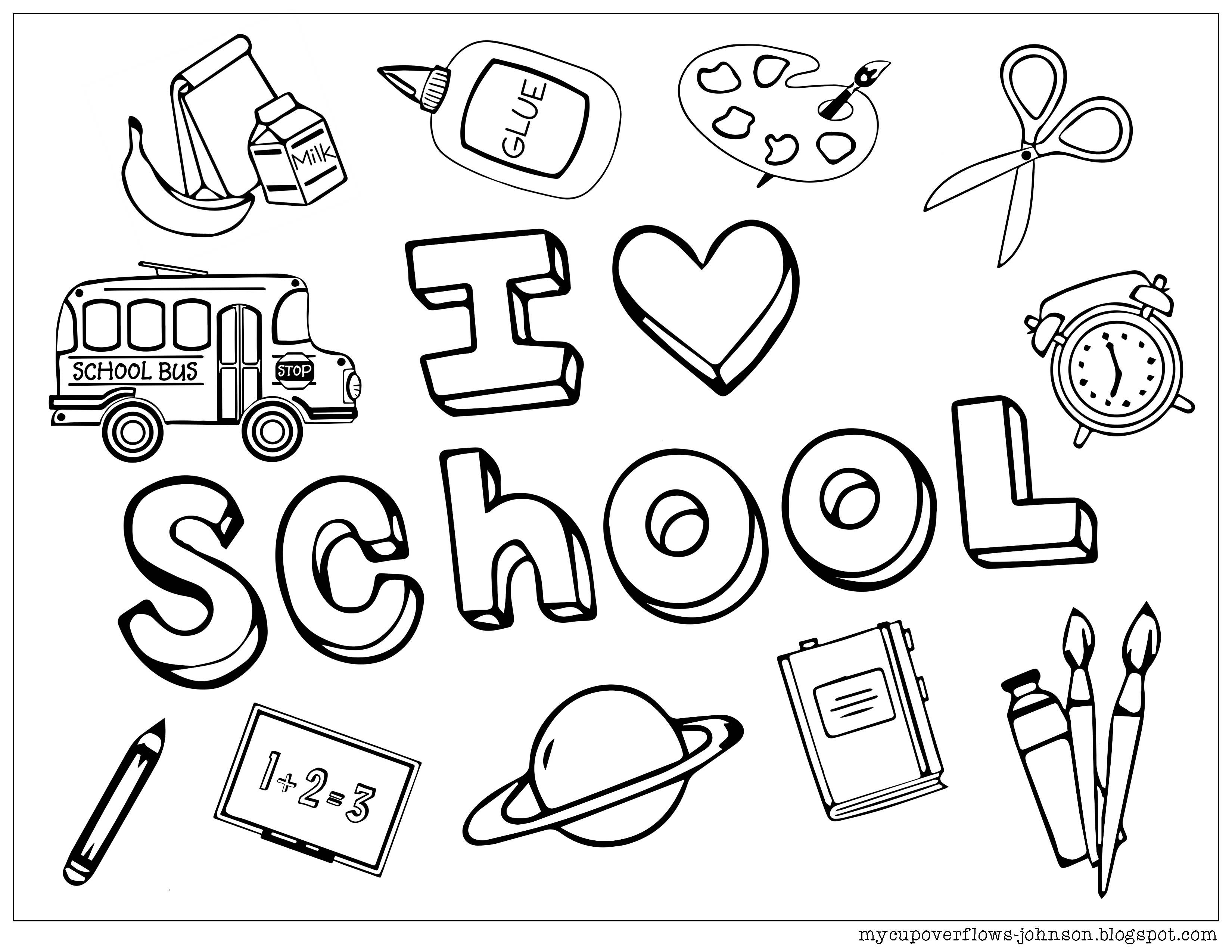 Back to school school coloring pages i love school preschool coloring pages