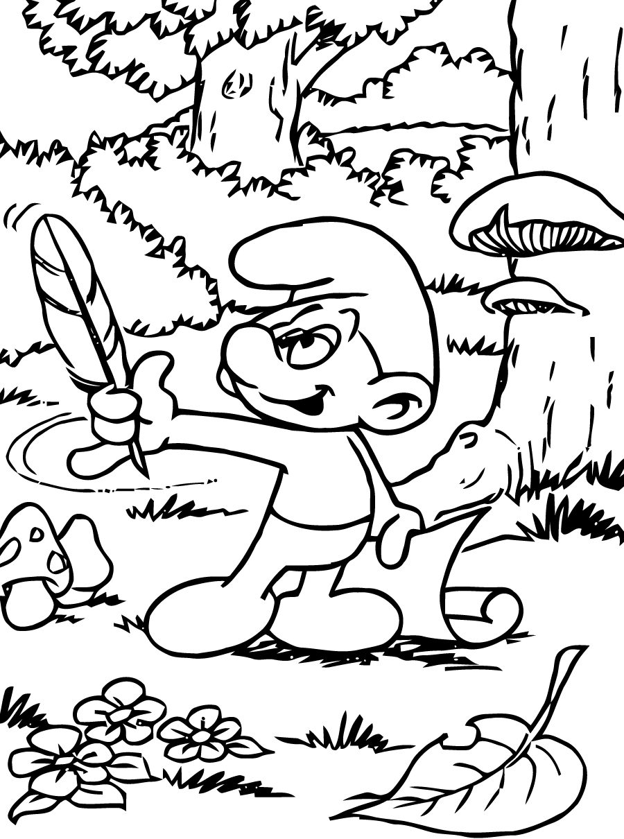 Image of the smurfs to print and color