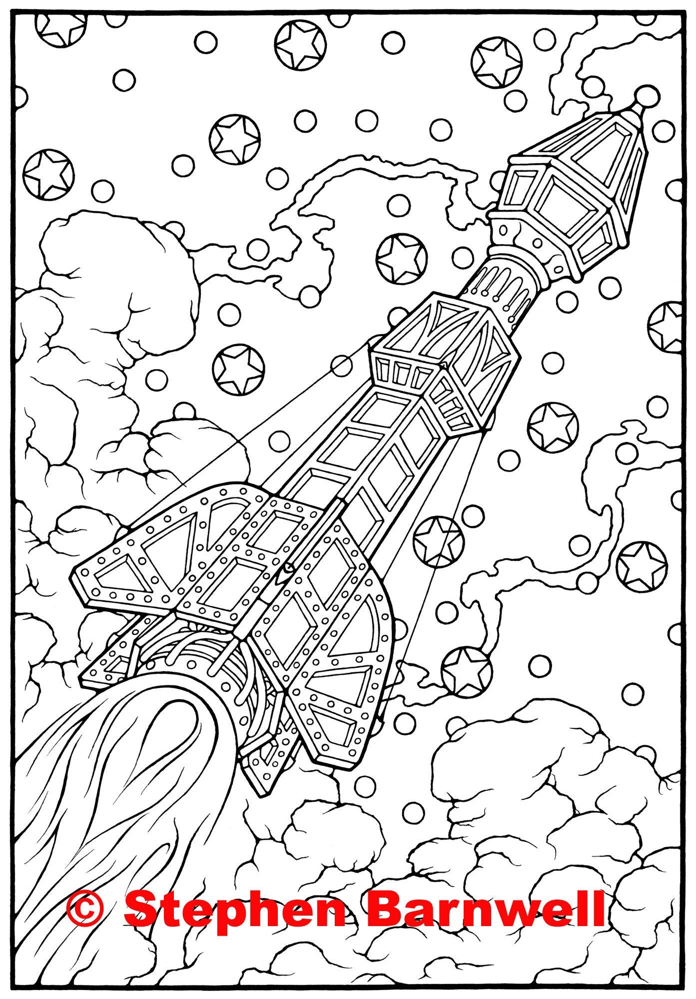 Sci fi coloring page iron rocket adult coloring pages adult colouring science fiction download now