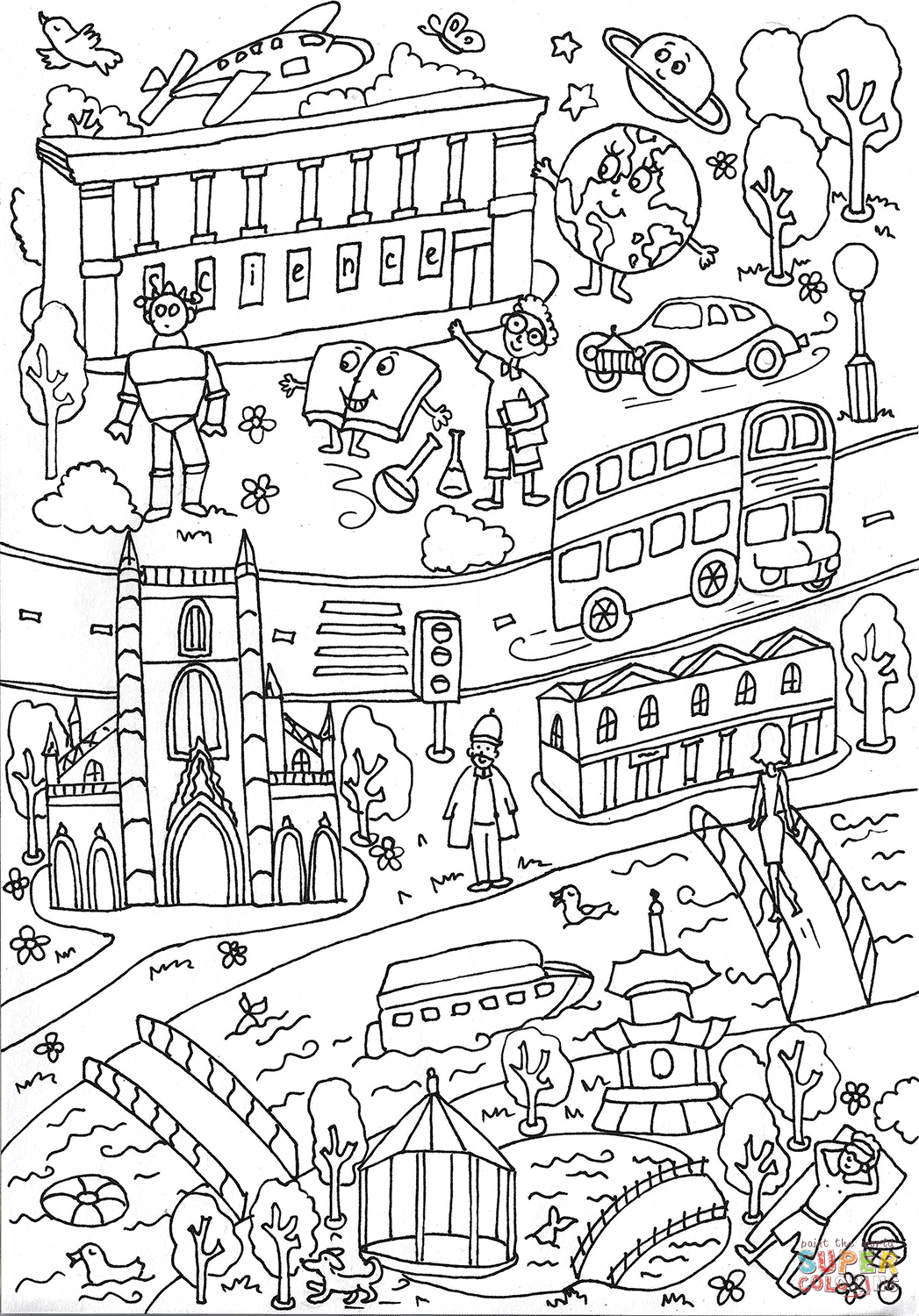 Science museum and battersea park coloring page free printable coloring pages