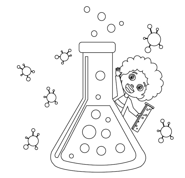 Science coloring page vectors illustrations for free download