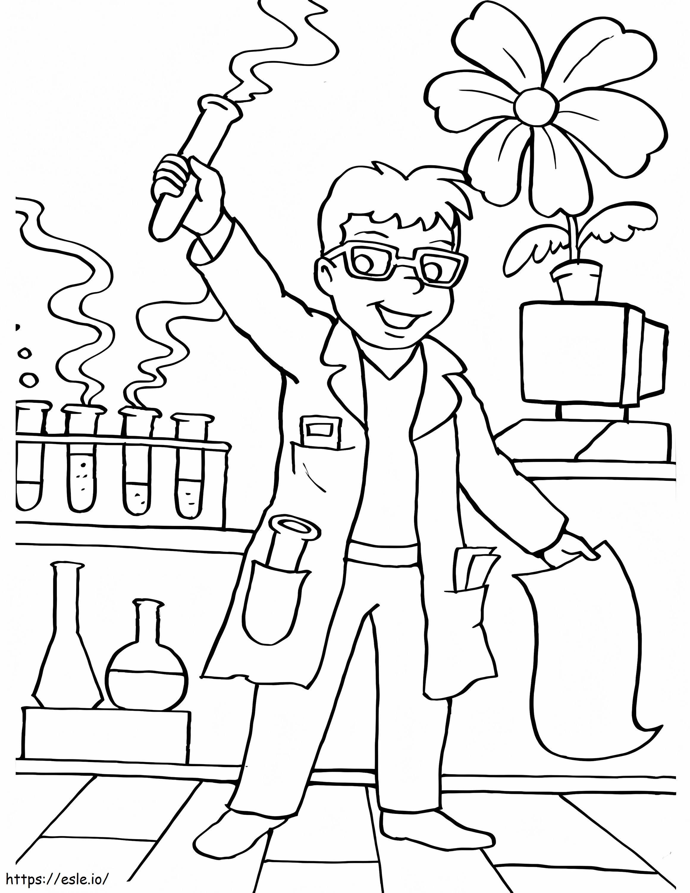 Young scientist coloring page