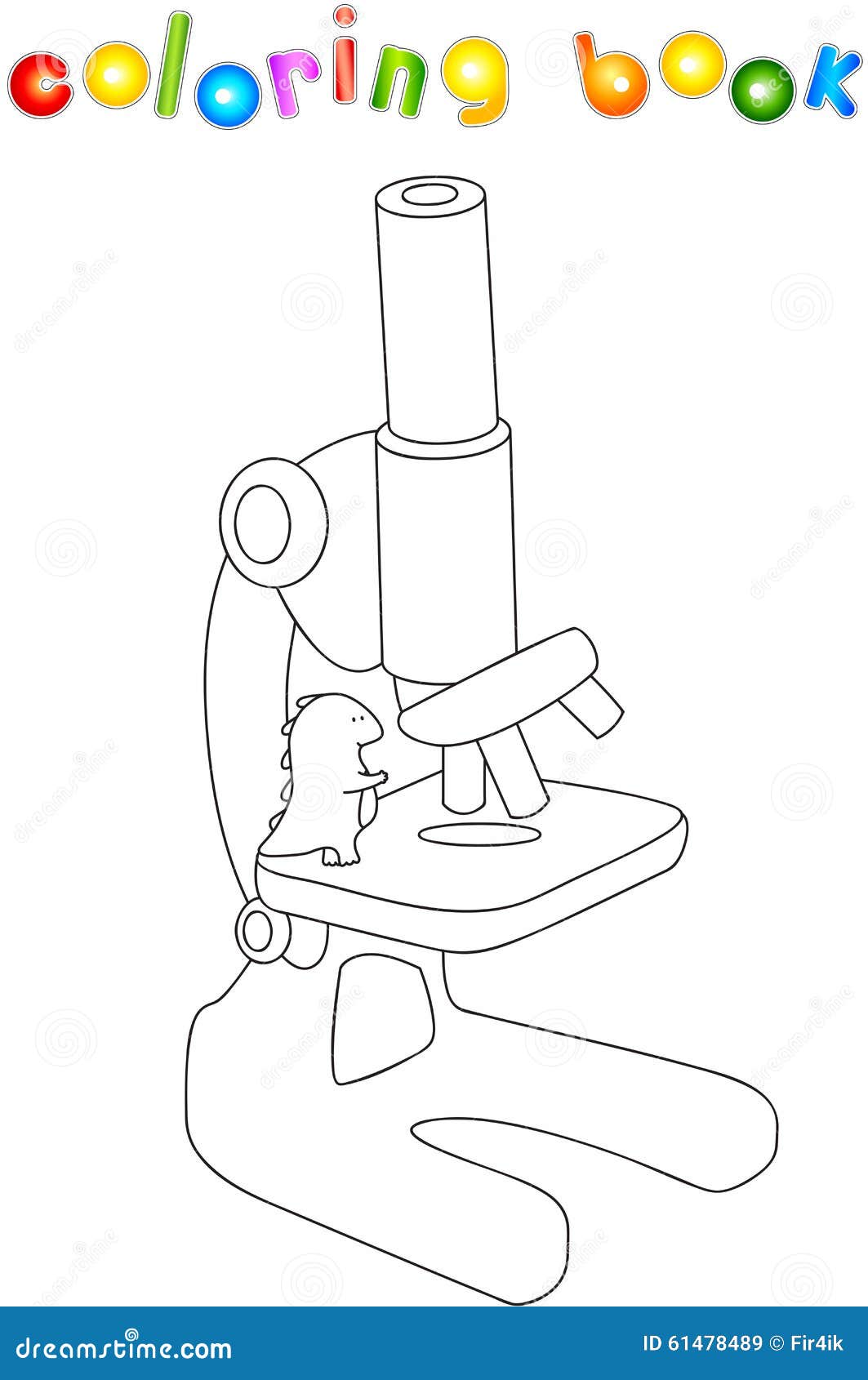 Dragon with microscope educational coloring book for kids about stock vector