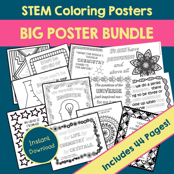 Inspiring quotes stem coloring pages bundle womens history month black history month printable science posters to color middle school steam