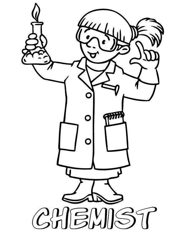 Chemist coloring page scientist printable image