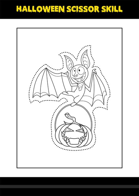 Premium vector halloween scissor skill for kids halloween scissor skill coloring page for kids