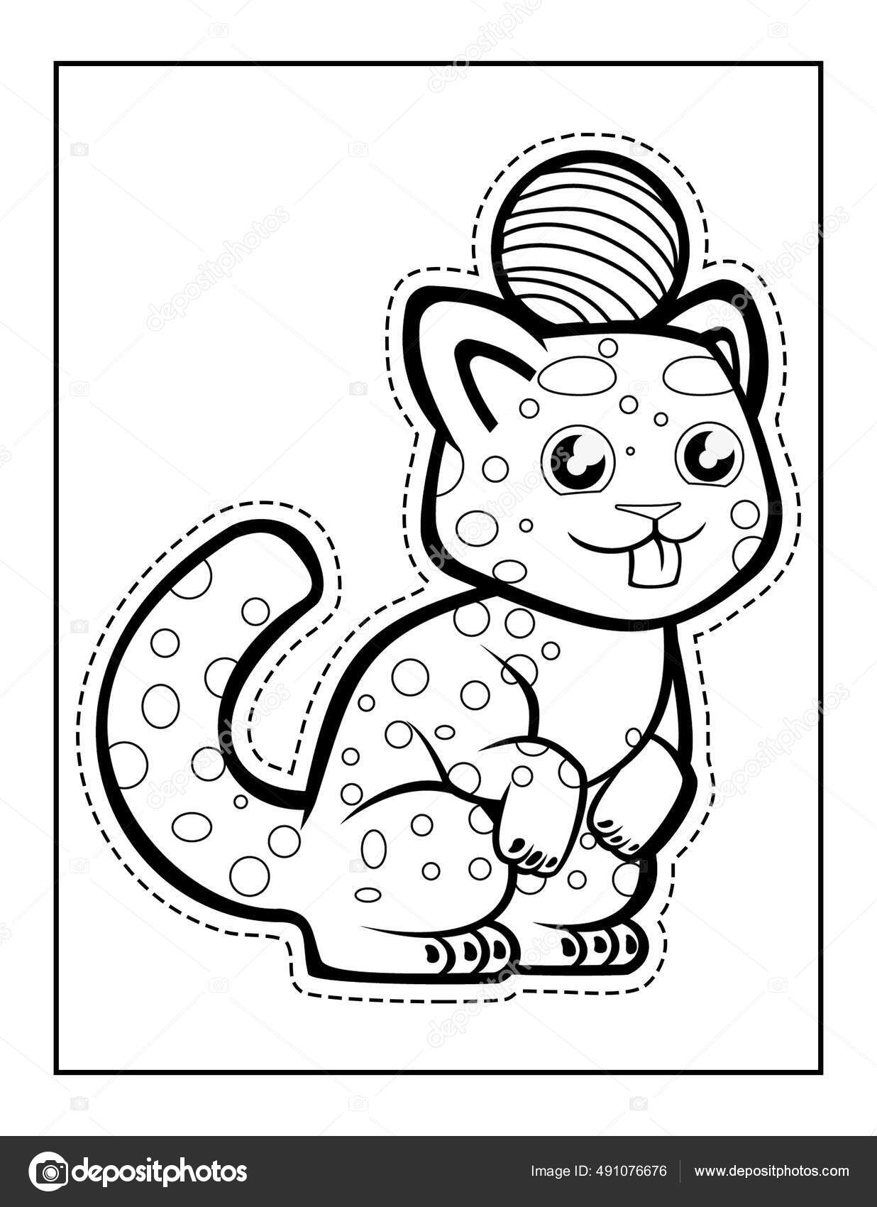 Baby tiger scissor skills coloring activity page kids stock illustration by marys designs