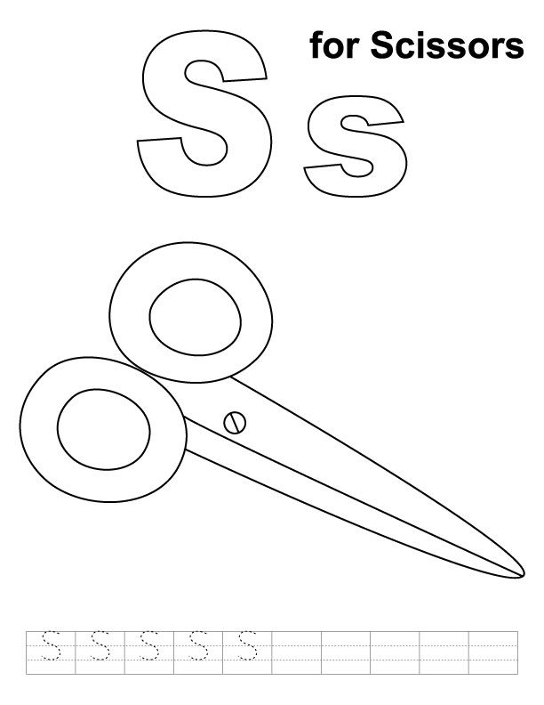 S for scissors coloring page with handwriting practice kids handwriting practice pokemon coloring pages alphabet letter activities