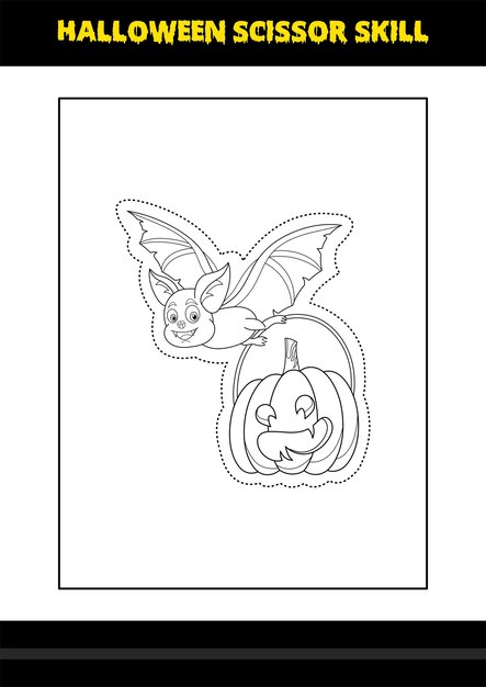 Premium vector halloween scissor skill for kids halloween scissor skill coloring page for kids