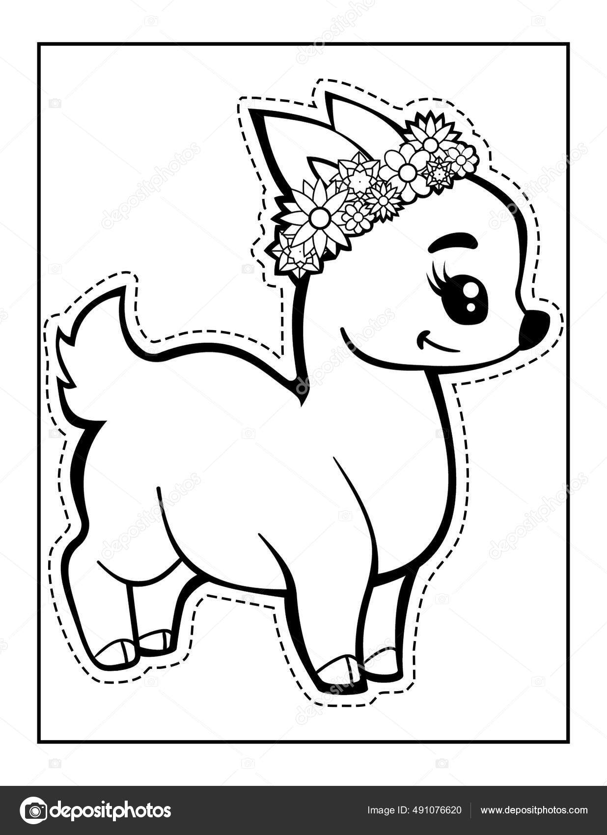 Baby fawn scissor skills coloring activity page kids stock illustration by marys designs