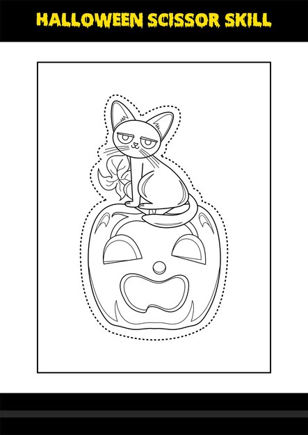 Premium vector halloween scissor skill for kids halloween scissor skill coloring page for kids