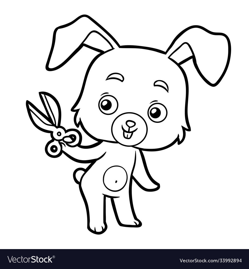 Coloring book rabbit and scissors royalty free vector image