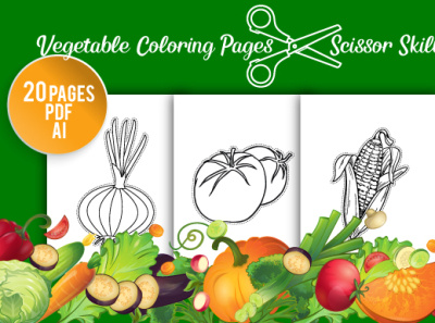 Vegetable coloring pages scissor skill by md sabbir hossen on