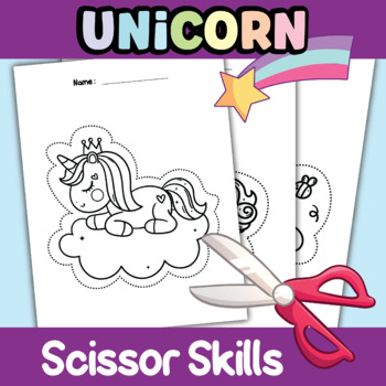 Unicorn cutting practice scissor skills fine motor activitiescoloring pages