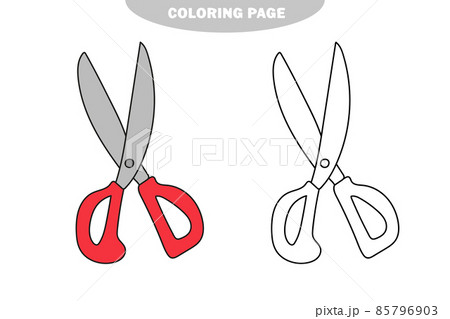 Simple coloring page outline scissors on a