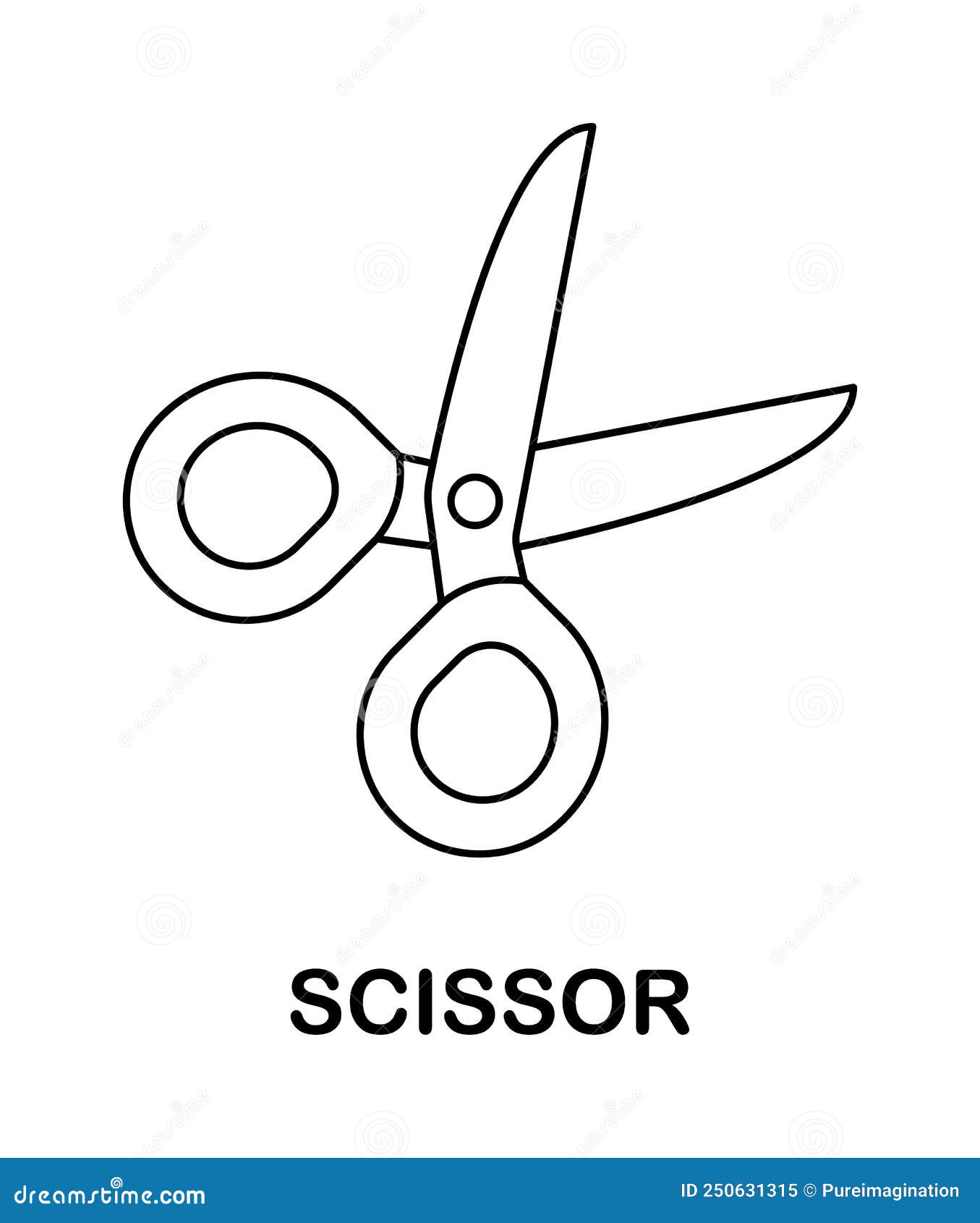 Coloring page with scissor for kids stock vector