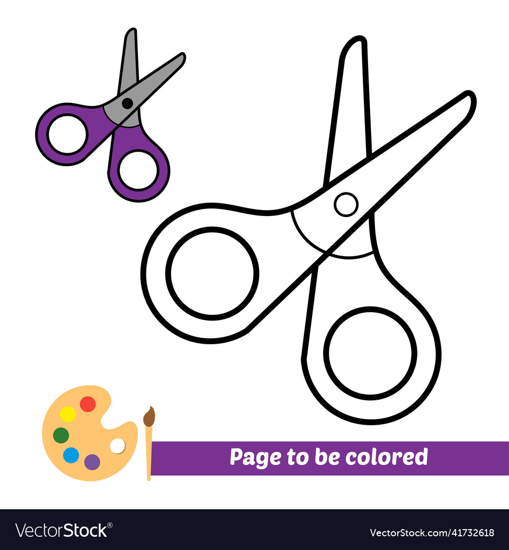 Coloring book for kids scissors royalty free vector image