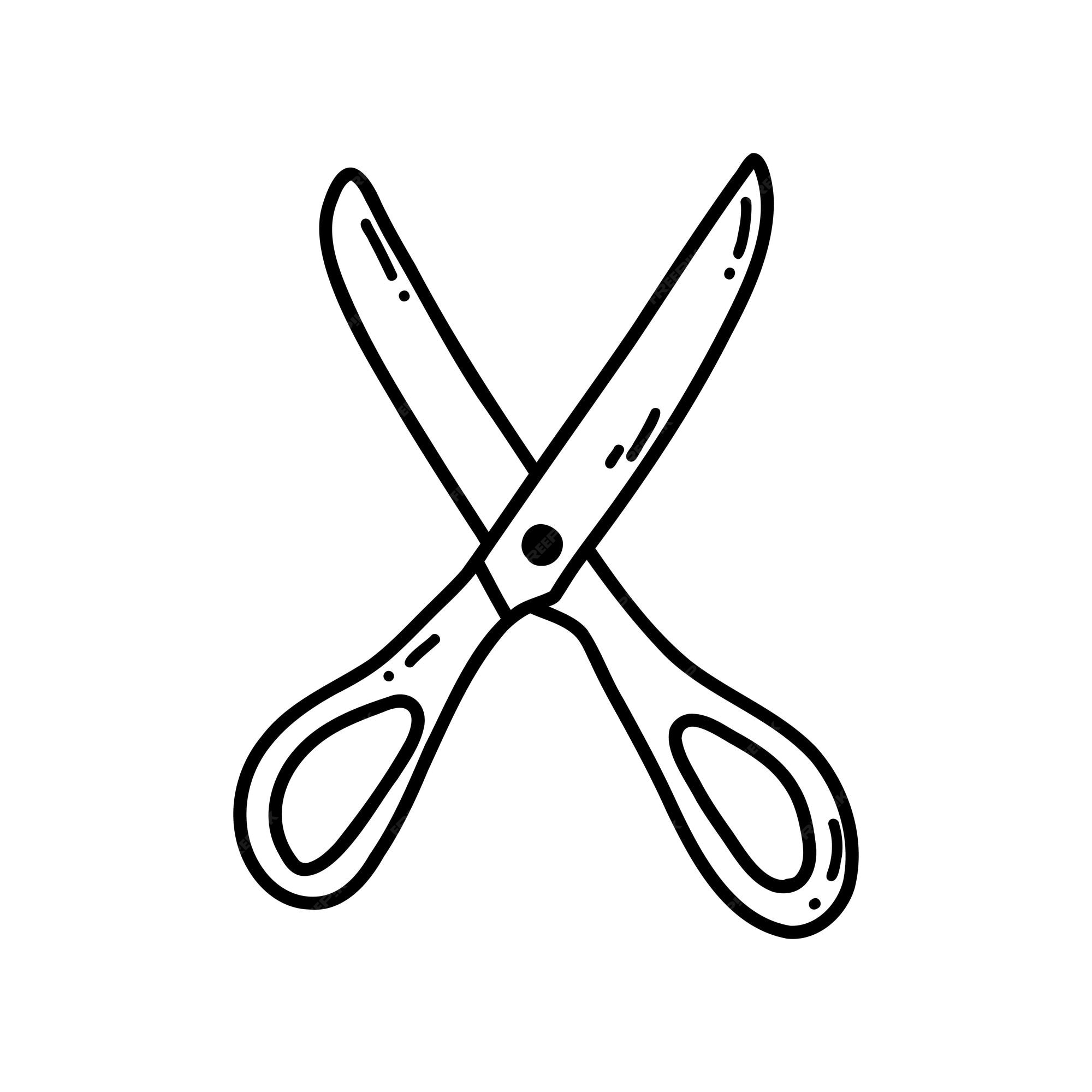 Premium vector hand drawn doodle scissors icon vector sketch illustration of black outline school supplies office stationery for print coloring page kids design logo